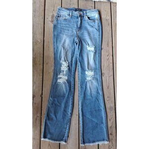 Judy Blue Womens Distressed Flare Jeans Size 7/28 Light Blue Denim Grunge